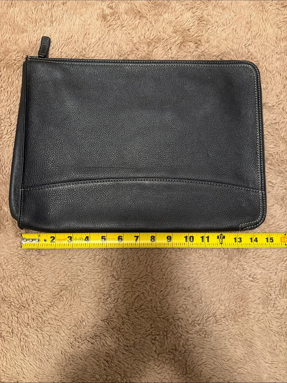 Levenger Black Pebbled Leather Zip Portfolio Organizer